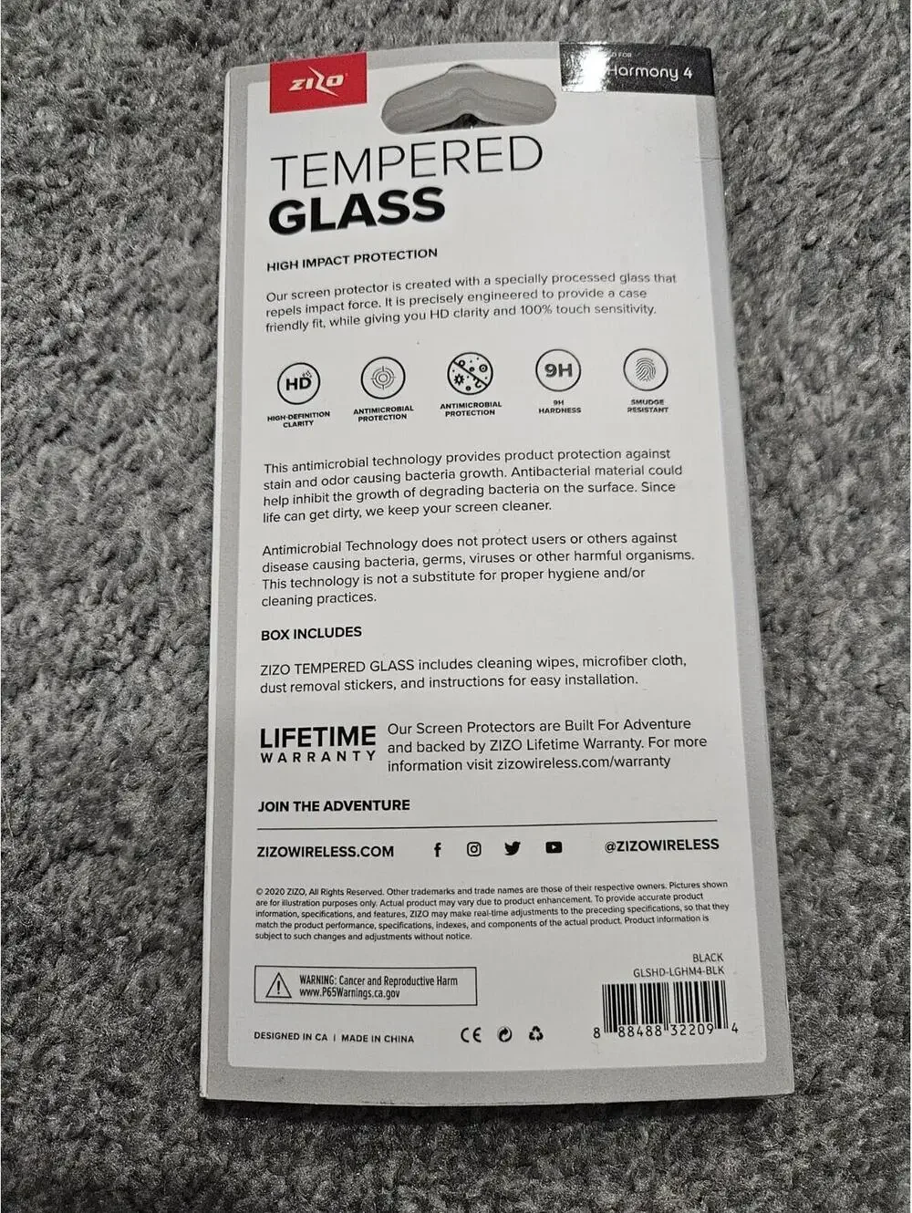 For LG Harmony4 Tempered Glass Screen Protector Black